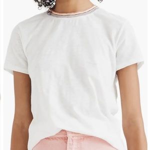 Whisper Cotton Rainbow Ringer Crewneck Tee in small